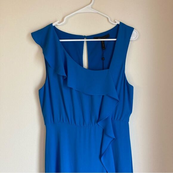 BCBGMaxAzria Maxi Dress Women 10 French Blue Asymmetric Neck Sleeveless NWT!! - Picture 7 of 16